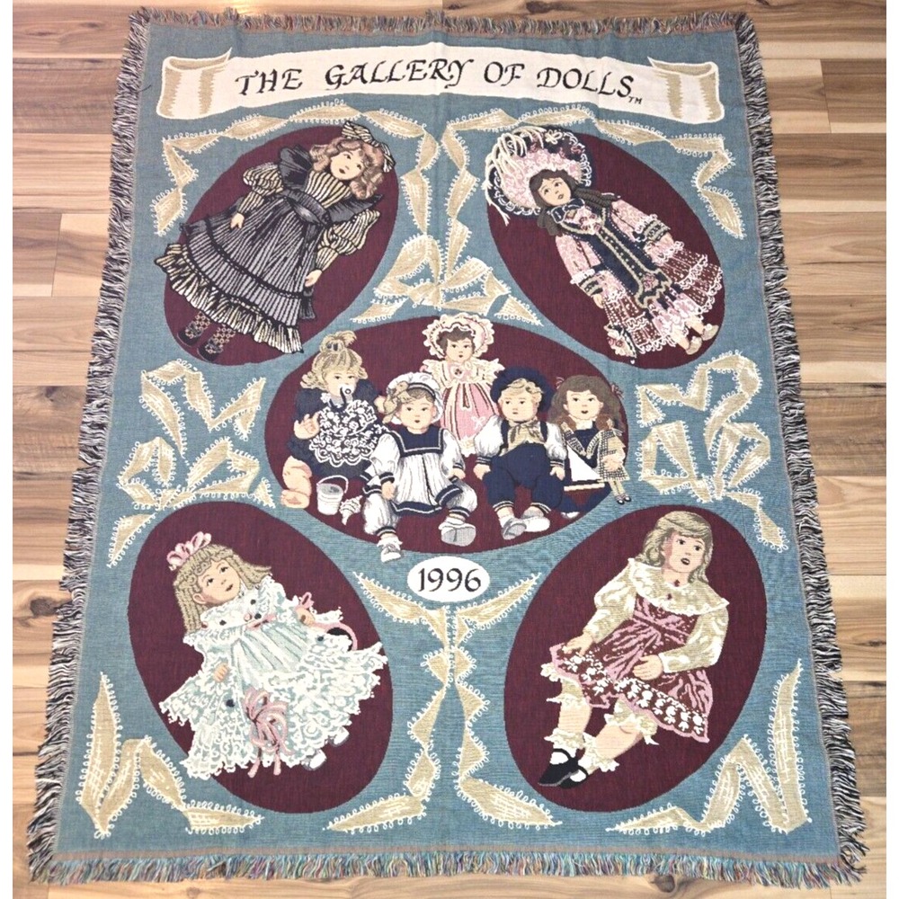 Chatham Vintage Tapestry Throw Blanket 68" x 55" The Gallery of Dolls 1996